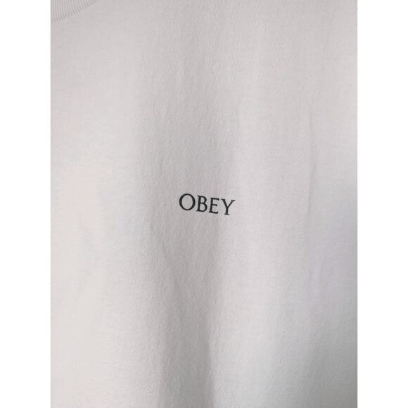 Obey T Shirt Size XXL White Back Graphic Geometric Power Canvas Skater NEW - Picture 2 of 7